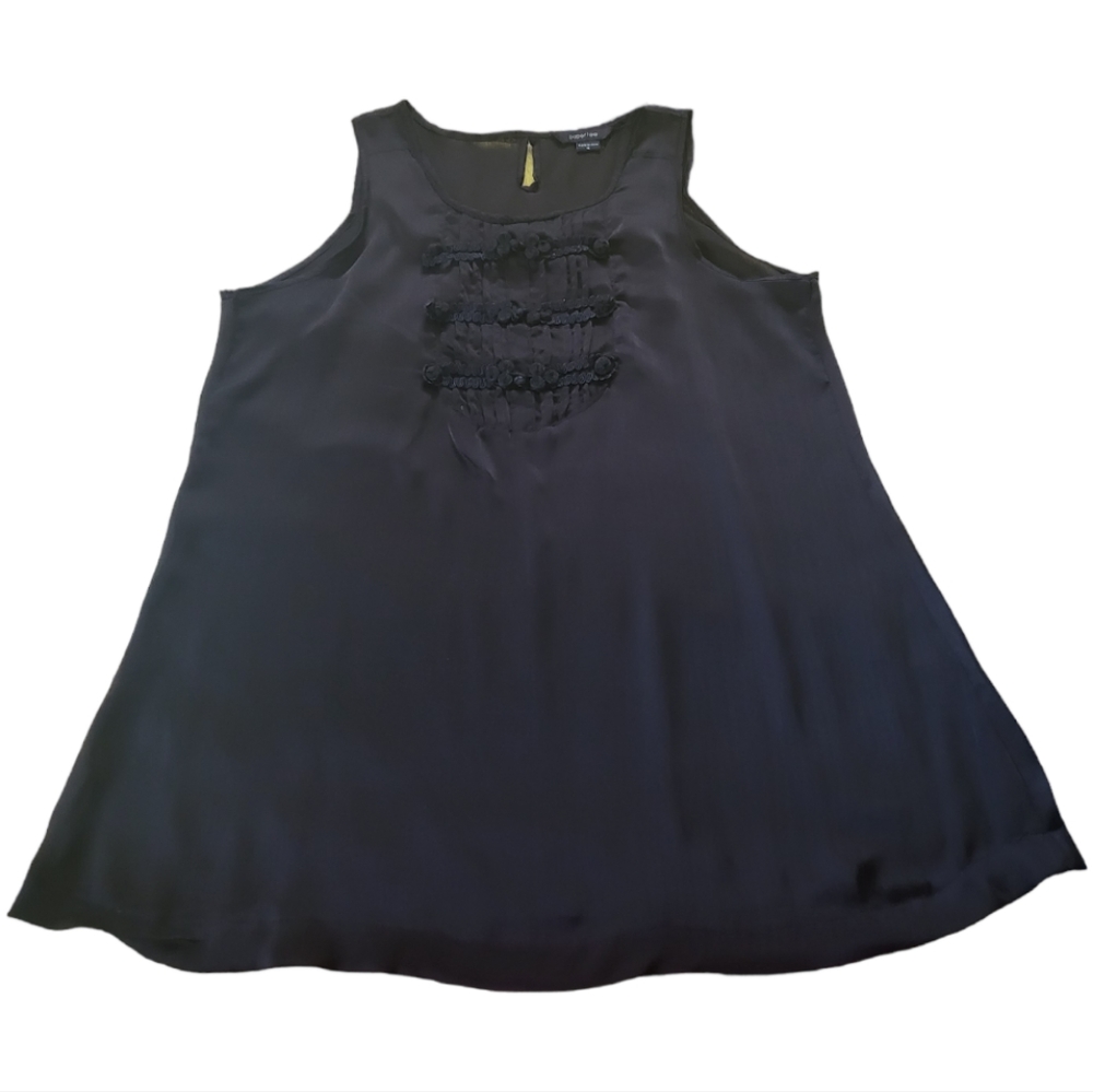 Paper tee black see though tank top/ Sleeveless blouse size XL